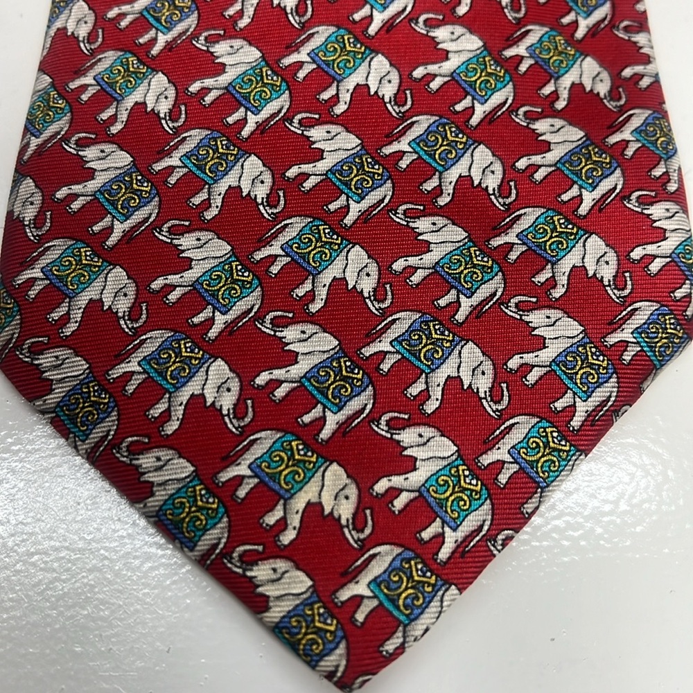 Elliotts & H. Stockton Atlanta Elephants & Red Silk Tie